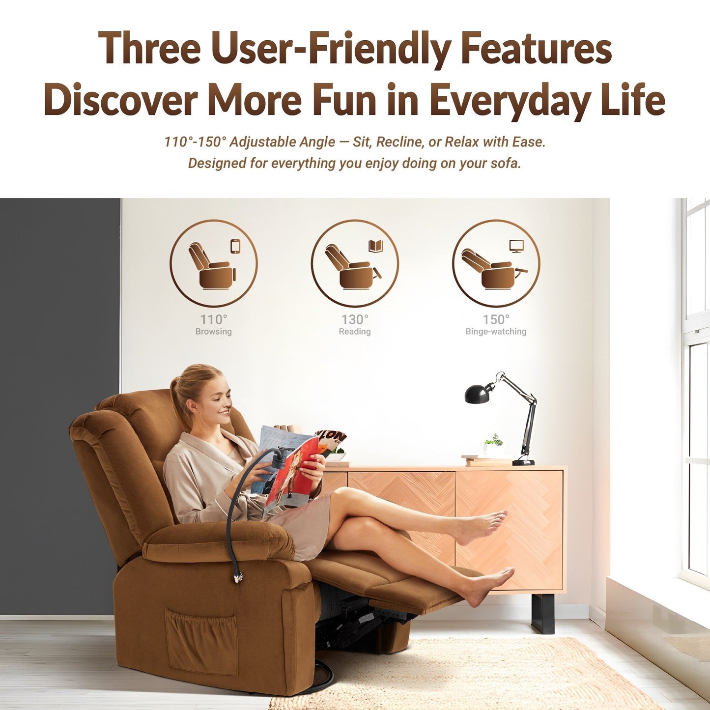 Swivel Rocking Recliner with Massage, Heating, and Phone Stand â?Ideal for Living Room, Office, Bedroom