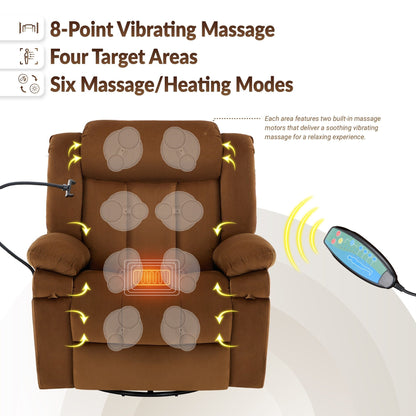 Swivel Rocking Recliner with Massage, Heating, and Phone Stand â?Ideal for Living Room, Office, Bedroom
