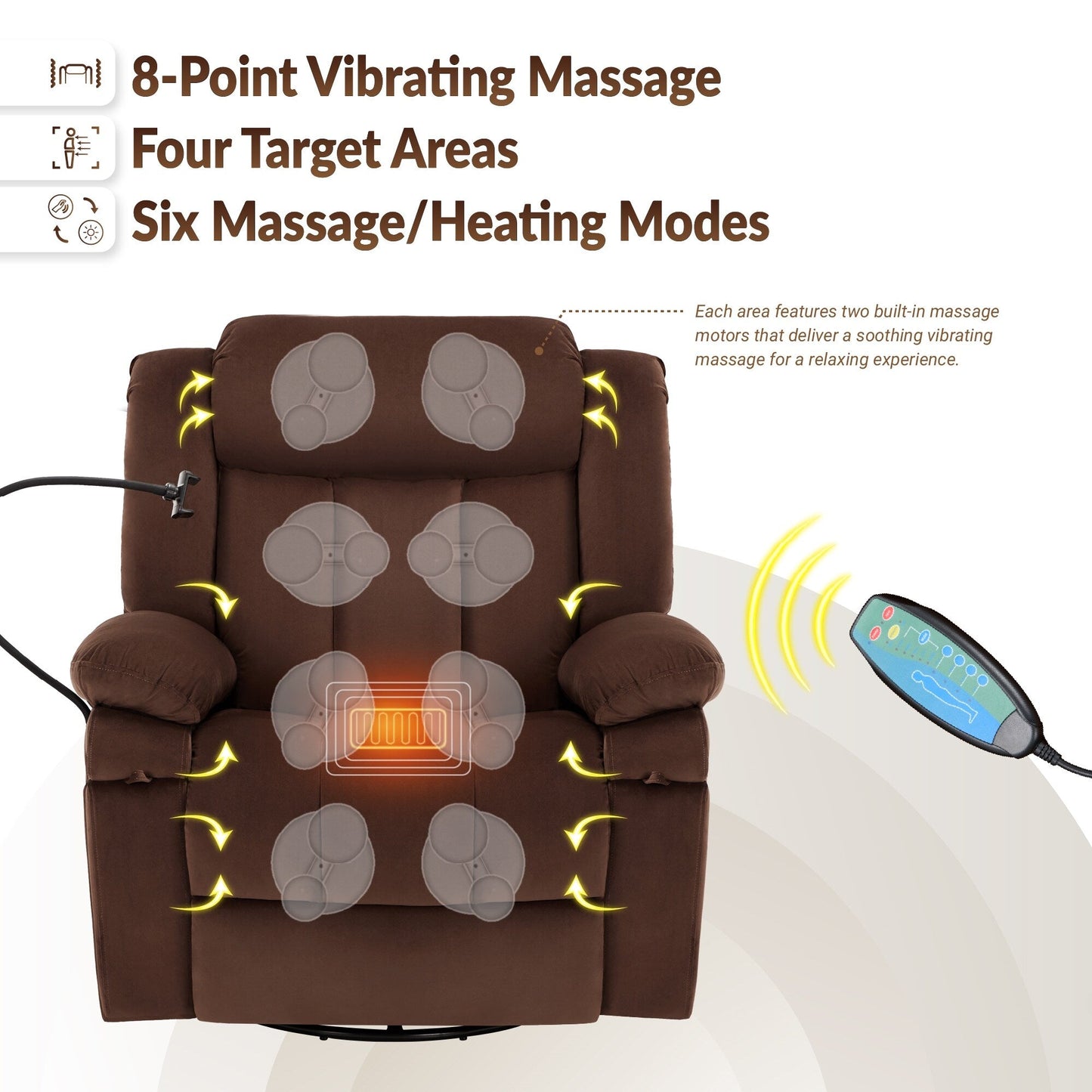 Swivel Rocking Recliner with Massage, Heating, and Phone Stand â?Ideal for Living Room, Office, Bedroom