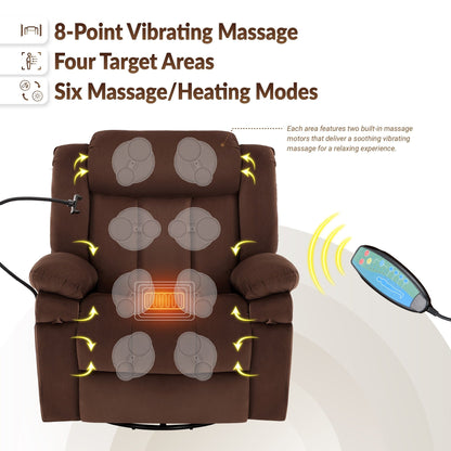 Swivel Rocking Recliner with Massage, Heating, and Phone Stand â?Ideal for Living Room, Office, Bedroom