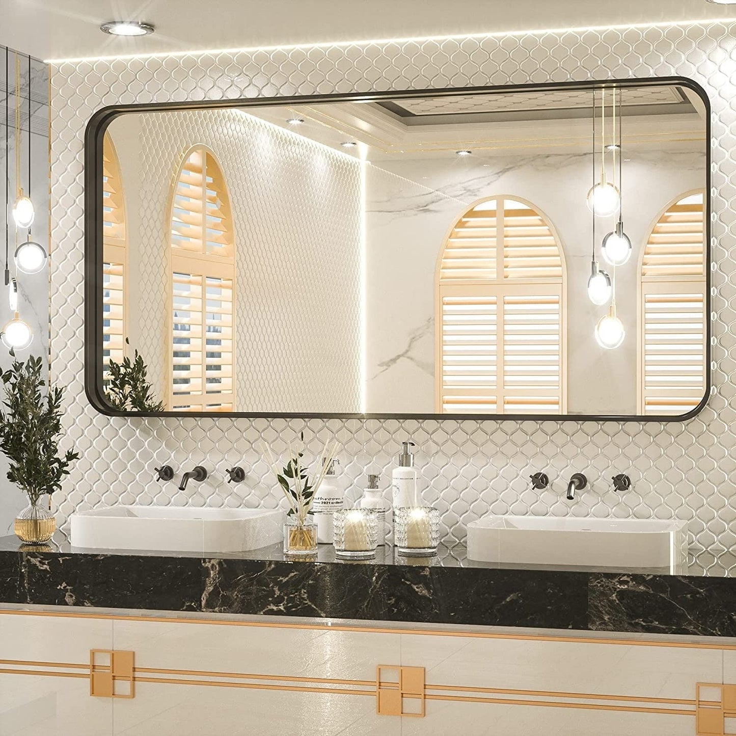TETOTE Moderner Badezimmer-Kosmetikspiegel mit Metallrahmen zur Wandmontage
