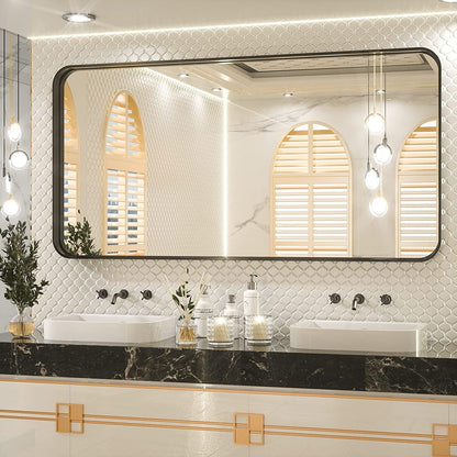 TETOTE Moderner Badezimmer-Kosmetikspiegel mit Metallrahmen zur Wandmontage