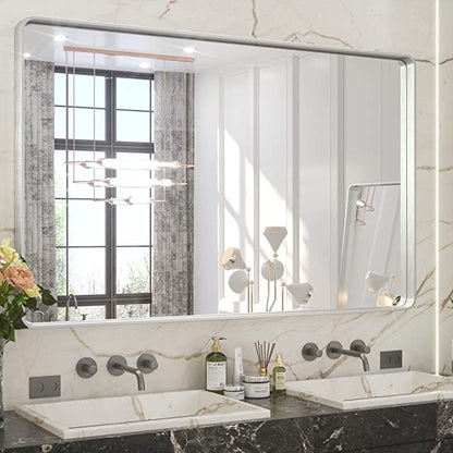 TETOTE Moderner Badezimmer-Kosmetikspiegel mit Metallrahmen zur Wandmontage