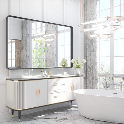 TETOTE Moderner Badezimmer-Kosmetikspiegel mit Metallrahmen zur Wandmontage