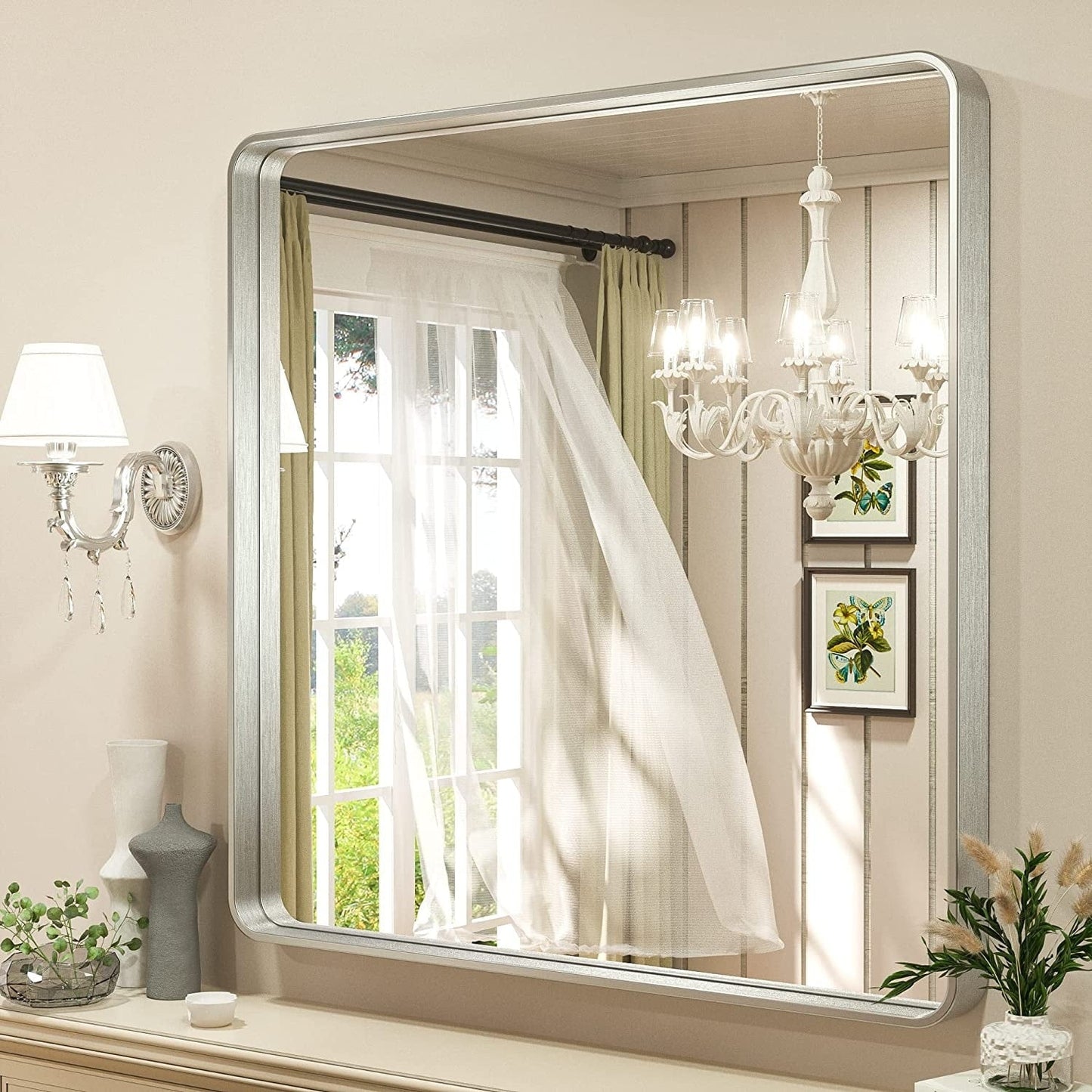 TETOTE Moderner Badezimmer-Kosmetikspiegel mit Metallrahmen zur Wandmontage