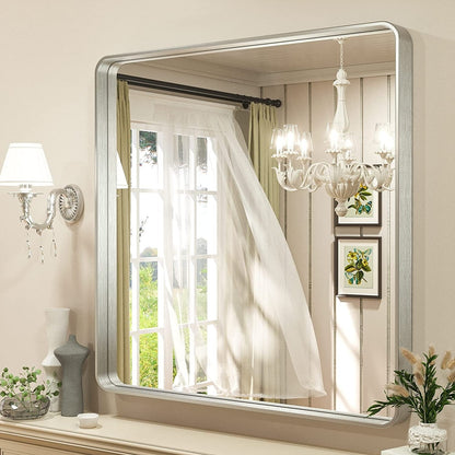 TETOTE Moderner Badezimmer-Kosmetikspiegel mit Metallrahmen zur Wandmontage