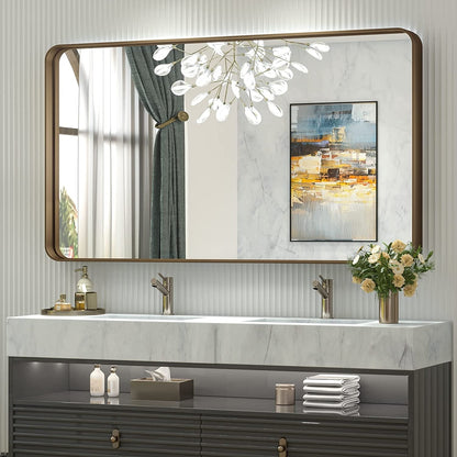 TETOTE Moderner Badezimmer-Kosmetikspiegel mit Metallrahmen zur Wandmontage