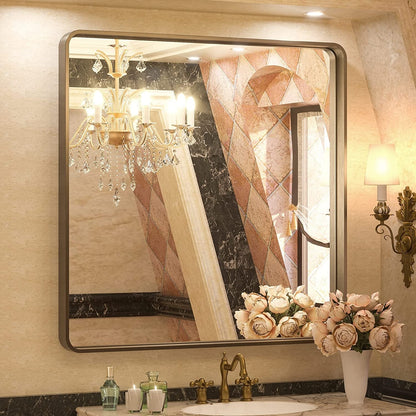 TETOTE Moderner Badezimmer-Kosmetikspiegel mit Metallrahmen zur Wandmontage