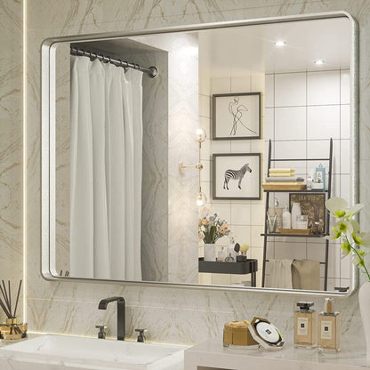 TETOTE Moderner Badezimmer-Kosmetikspiegel mit Metallrahmen zur Wandmontage