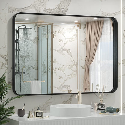 TETOTE Moderner Badezimmer-Kosmetikspiegel mit Metallrahmen zur Wandmontage