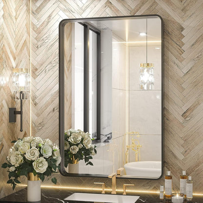TETOTE Moderner Badezimmer-Kosmetikspiegel mit Metallrahmen zur Wandmontage