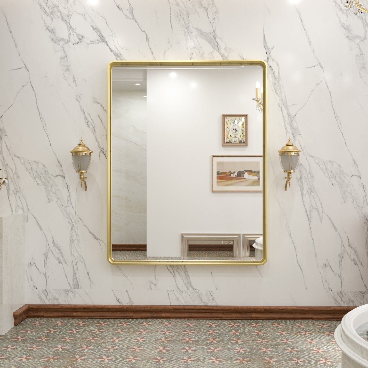 TETOTE Moderner Badezimmer-Kosmetikspiegel mit Metallrahmen zur Wandmontage