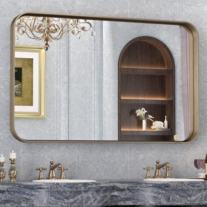TETOTE Moderner Badezimmer-Kosmetikspiegel mit Metallrahmen zur Wandmontage