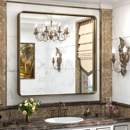 TETOTE Moderner Badezimmer-Kosmetikspiegel mit Metallrahmen zur Wandmontage