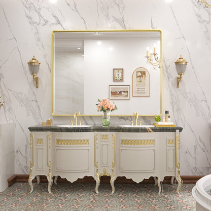 TETOTE Moderner Badezimmer-Kosmetikspiegel mit Metallrahmen zur Wandmontage