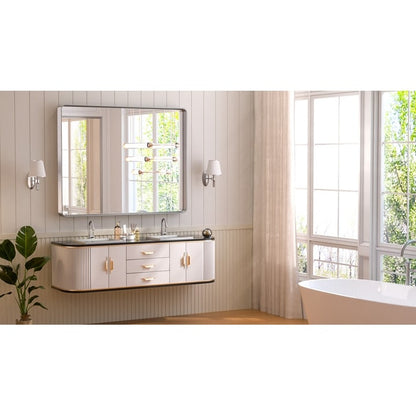 TETOTE Moderner Badezimmer-Kosmetikspiegel mit Metallrahmen zur Wandmontage