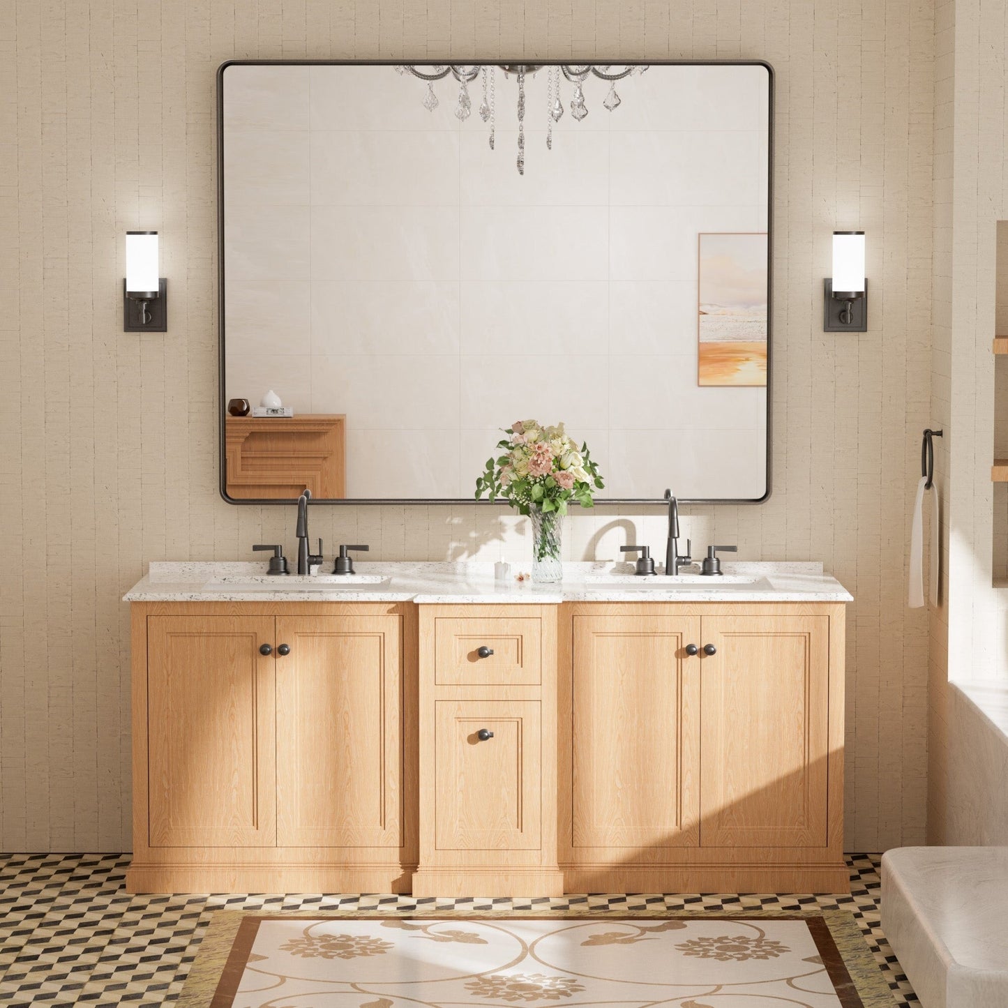 TETOTE Moderner Badezimmer-Kosmetikspiegel mit Metallrahmen zur Wandmontage