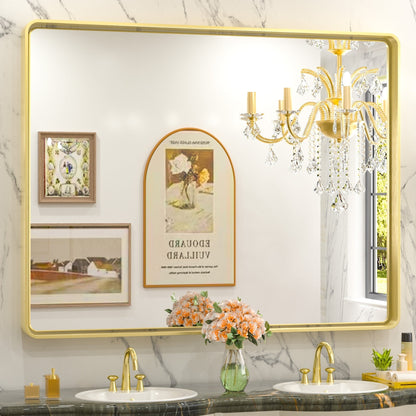 TETOTE Moderner Badezimmer-Kosmetikspiegel mit Metallrahmen zur Wandmontage