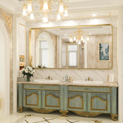 TETOTE Moderner Badezimmer-Kosmetikspiegel mit Metallrahmen zur Wandmontage