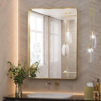 TETOTE Moderner Badezimmer-Kosmetikspiegel mit Metallrahmen zur Wandmontage