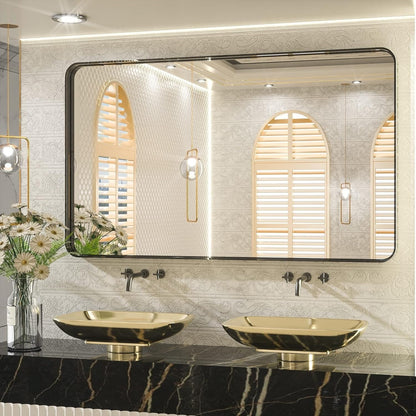 TETOTE Moderner Badezimmer-Kosmetikspiegel mit Metallrahmen zur Wandmontage