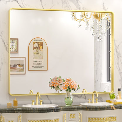 TETOTE Moderner Badezimmer-Kosmetikspiegel mit Metallrahmen zur Wandmontage