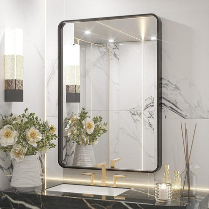 TETOTE Moderner Badezimmer-Kosmetikspiegel mit Metallrahmen zur Wandmontage