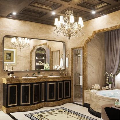 TETOTE Moderner Badezimmer-Kosmetikspiegel mit Metallrahmen zur Wandmontage