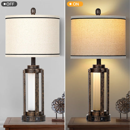 Tischlampen Metall Schwarz Gold Matt Glas Römisches Zylinder Nachtlicht 2in1 (2er Set) - 12'' x 12'' x 25'' (L x B x H)