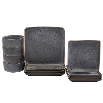 Tabletops Gallery 12-teiliges quadratisches Geschirrset „Madison Grey“