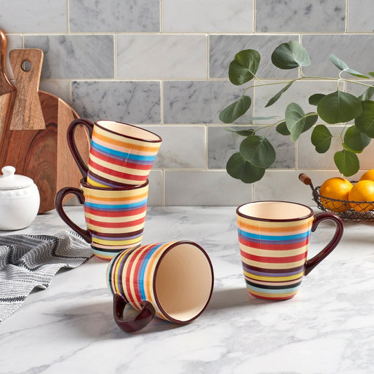 Tabletops Gallery Sedona Stripe V-förmiger Becher, 473 ml, 4er-Set