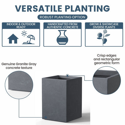 Hohe rechteckige Pflanzkästen aus Beton / Große Blumenkübel für drinnen und draußen