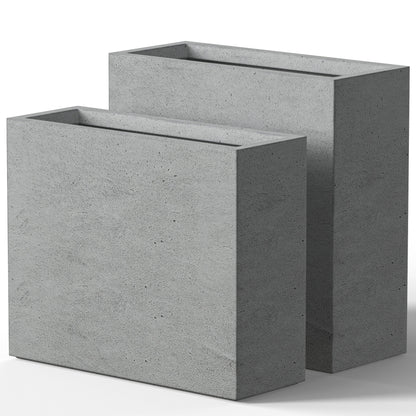Hohe rechteckige Pflanzkästen aus Beton / Große Blumenkübel für drinnen und draußen