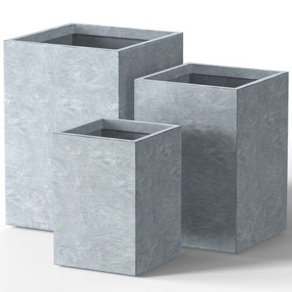 Hohe rechteckige Pflanzkästen aus Beton / Große Blumenkübel für drinnen und draußen