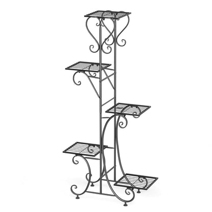 Hoher Pflanzenständer, 5-stufiges Pflanzenregal aus Eisen, Garten-Display-Rack für drinnen und draußen
