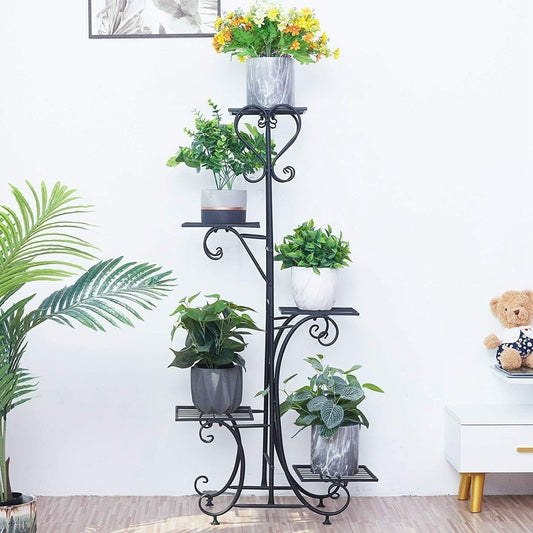 Hoher Pflanzenständer, 5-stufiges Pflanzenregal aus Eisen, Garten-Display-Rack für drinnen und draußen