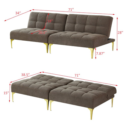 Taupe 80.31 Chenille Loveseat Modular Sofa Bed with Solid Wood Frame for Living Room
