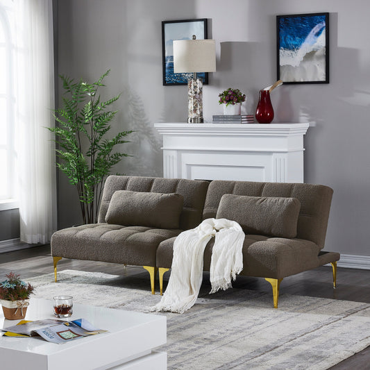 Taupe 80.31 Chenille Loveseat Modular Sofa Bed with Solid Wood Frame for Living Room