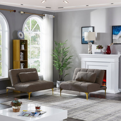 Taupe 80.31 Chenille Loveseat Modular Sofa Bed with Solid Wood Frame for Living Room
