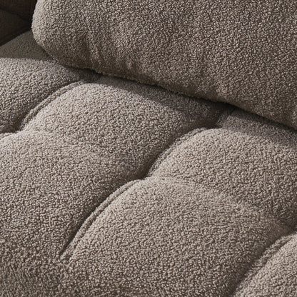 Taupe Chenille Single Modular Sofa Bed with Wood Frame