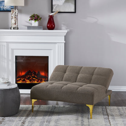 Taupe Chenille Single Modular Sofa Bed with Wood Frame