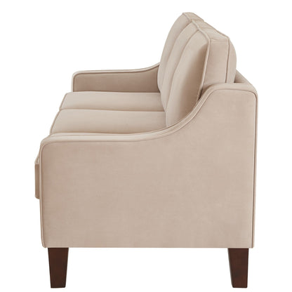 Taupe Velvet 3-seater Sofa with Scooped Armrest
