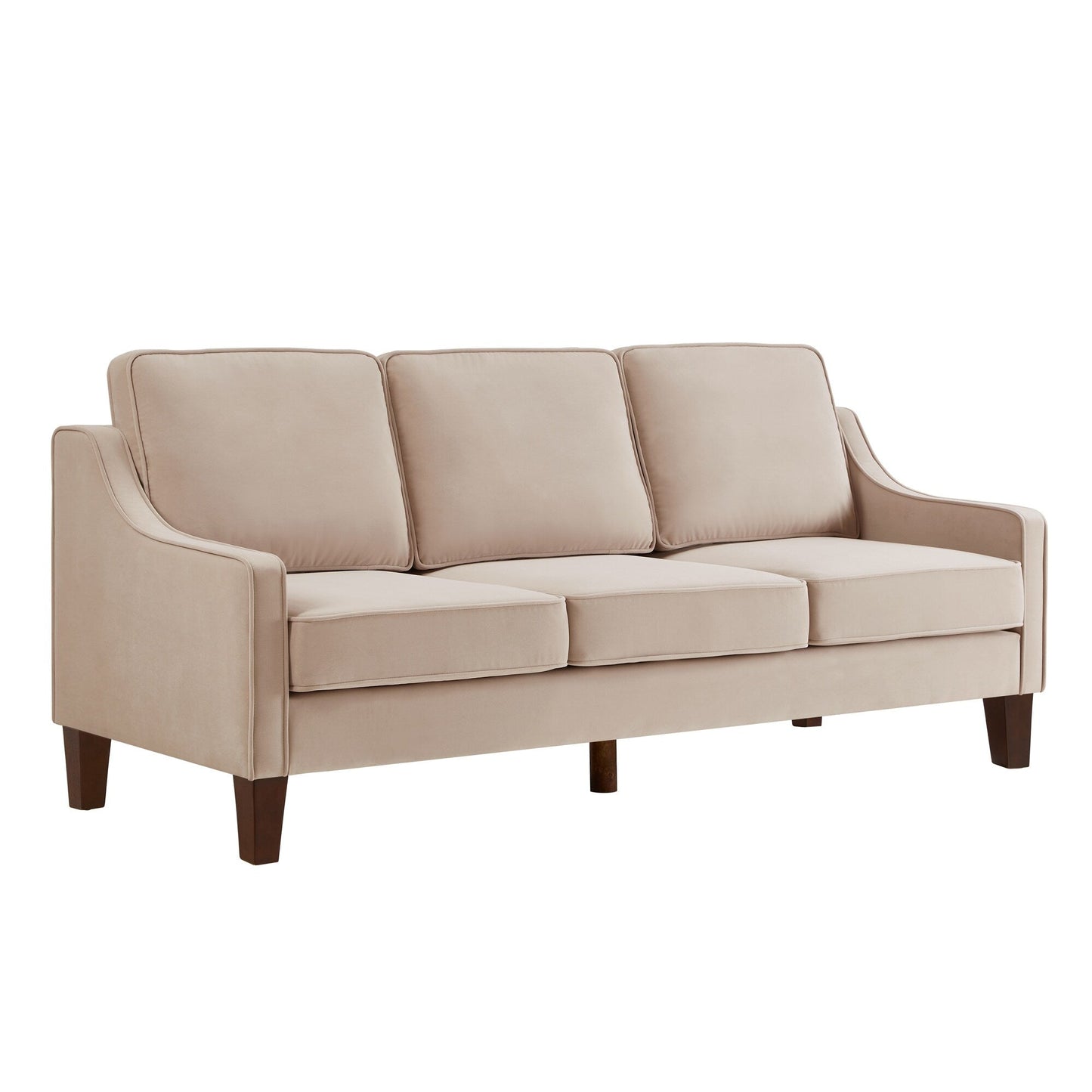 Taupe Velvet 3-seater Sofa with Scooped Armrest