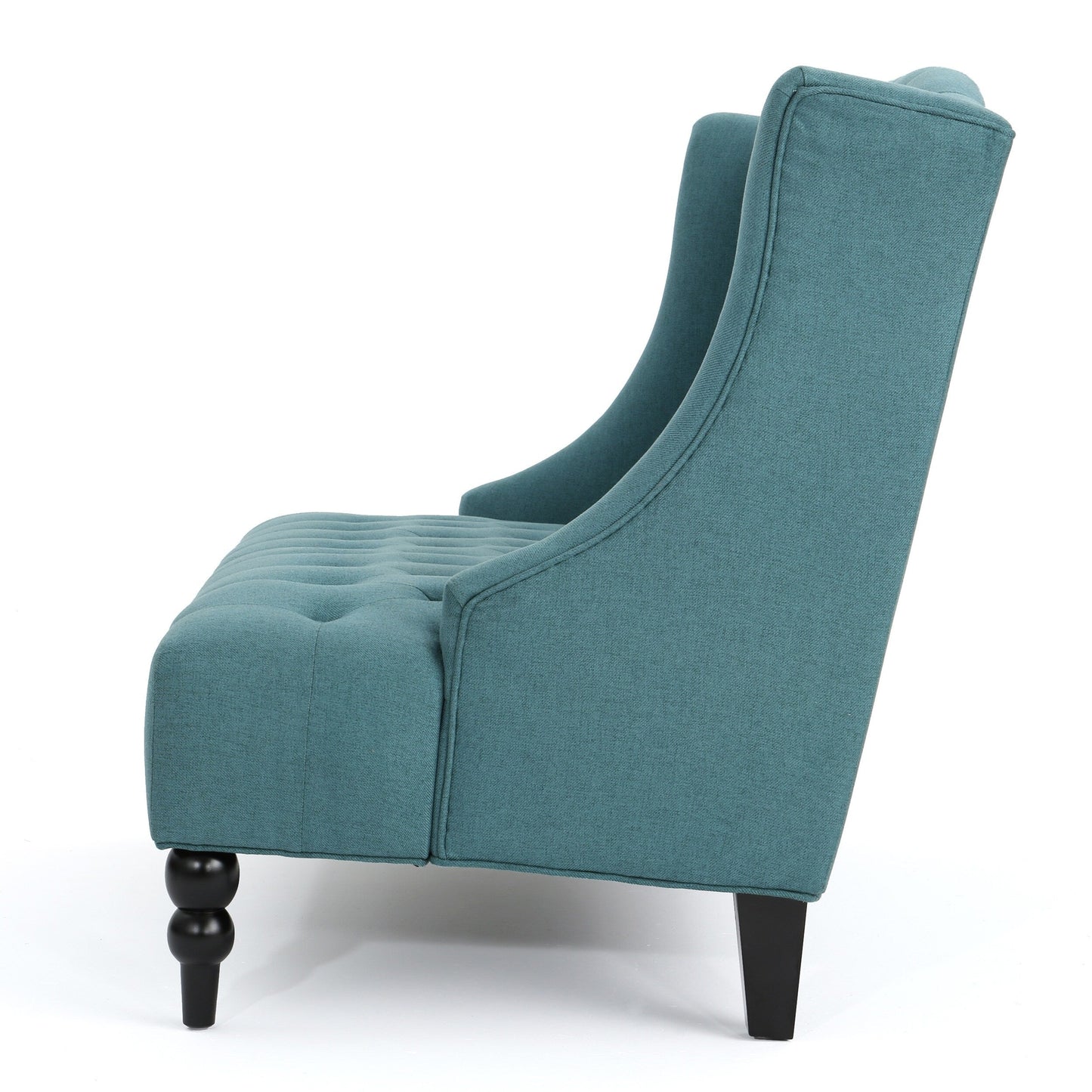 Teal Velvet Button Tufted High Wingback Loveseat Sofa