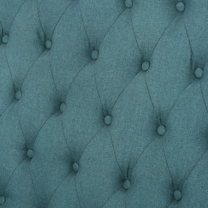 Teal Velvet Button Tufted High Wingback Loveseat Sofa