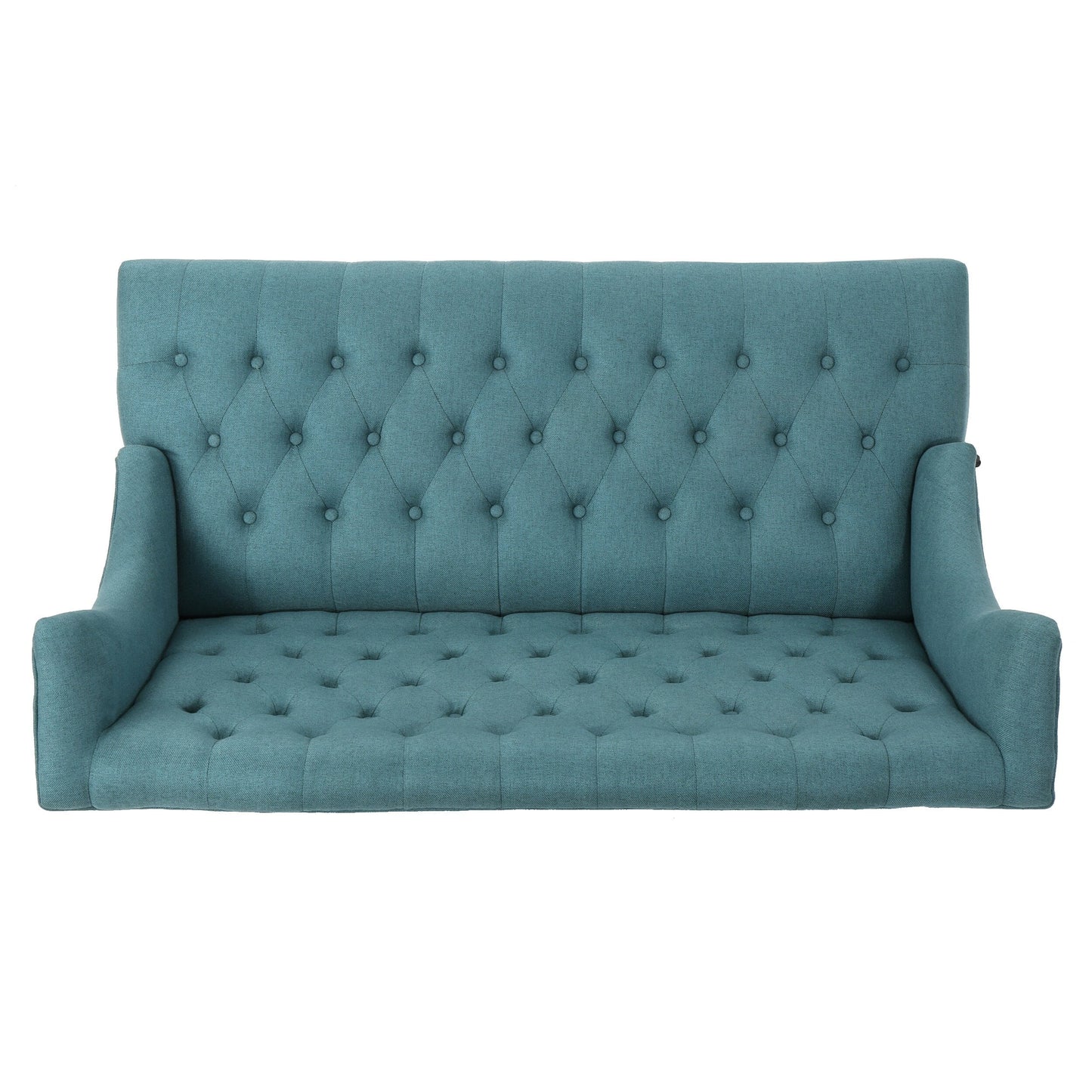 Teal Velvet Button Tufted High Wingback Loveseat Sofa