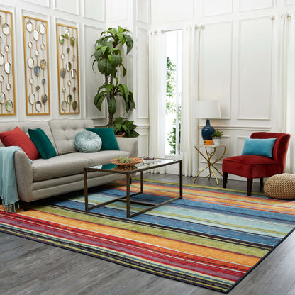 The Curated Nomad Sultan Mehrfarbig gestreifter Boho-Teppich
