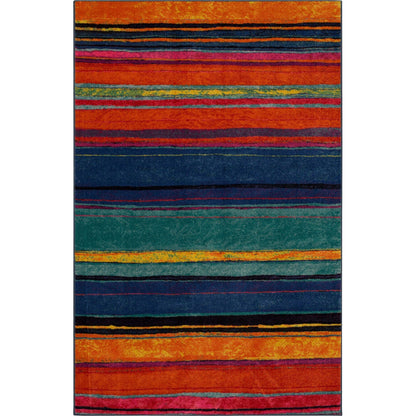 The Curated Nomad Sultan Mehrfarbig gestreifter Boho-Teppich