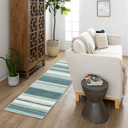 The Curated Nomad Sultan Mehrfarbig gestreifter Boho-Teppich
