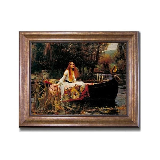 Die Lady von Shalott von John Waterhouse, bronze-golden gerahmte Leinwandkunst (22 x 28 Zoll, gerahmte Größe)